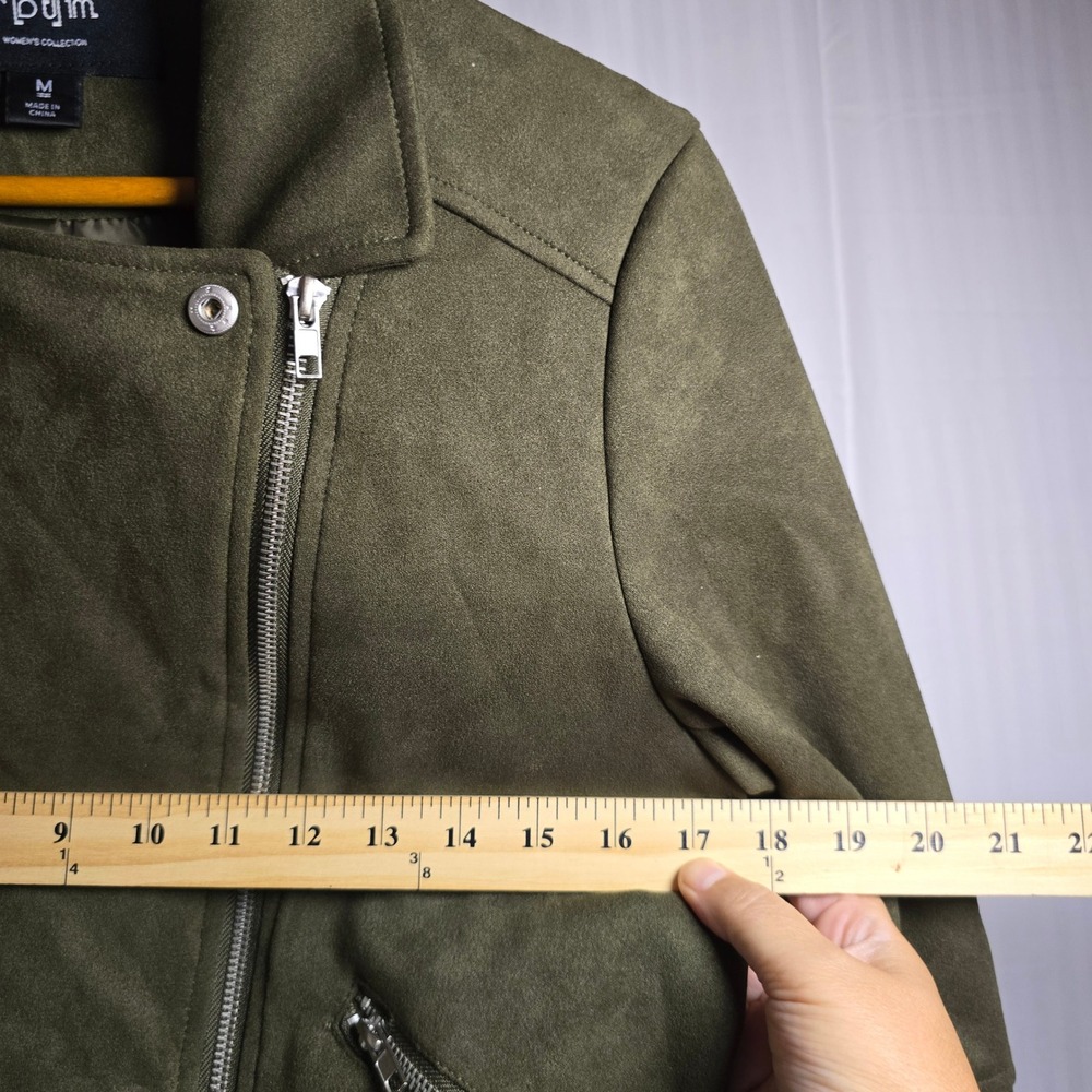 SPYM Women's M Collection Olive Green Thick Plush Moto Bikeresque Jacket Zippers - Picture 5 of 12
